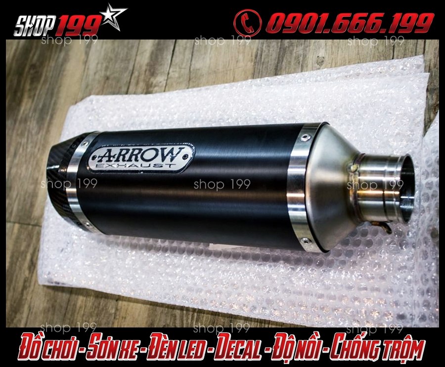 Hình ảnh pô Arrow màu đen độ ngầu và chất cho xe Honda Vario 150