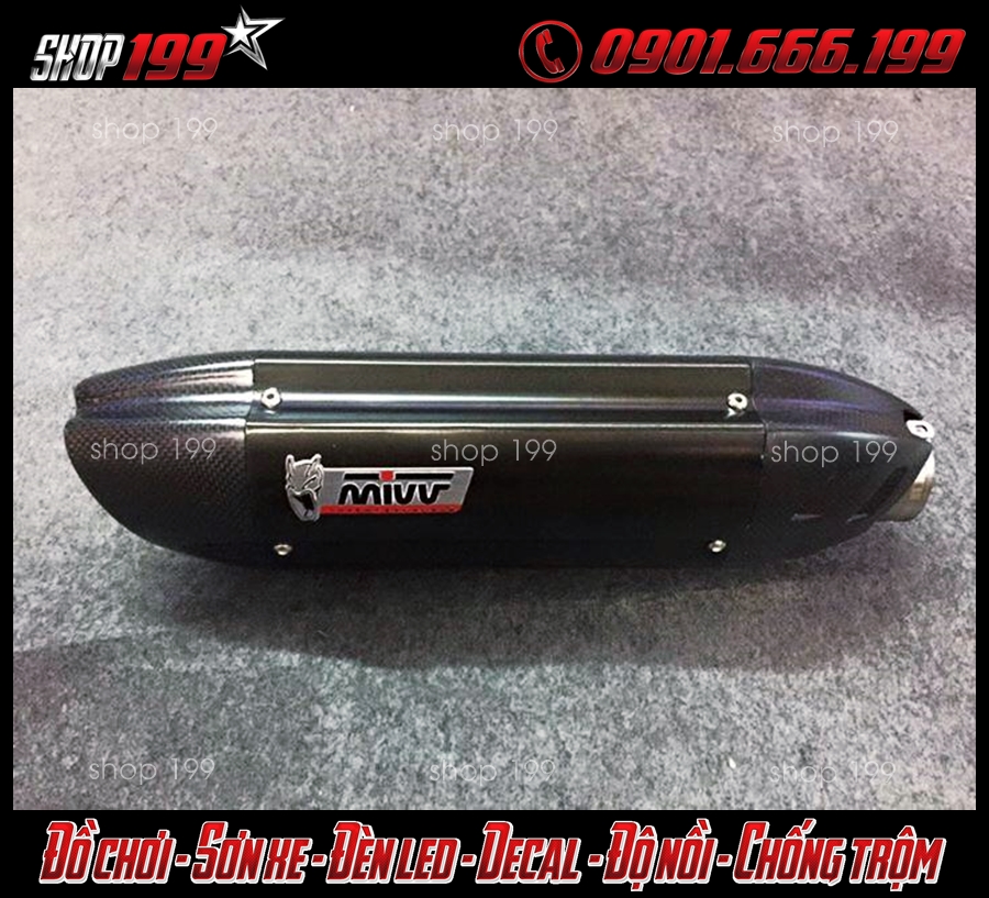 Hình ảnh pô Mivv màu đen xám độ đẹp và chất cho xe Honda Vario 150