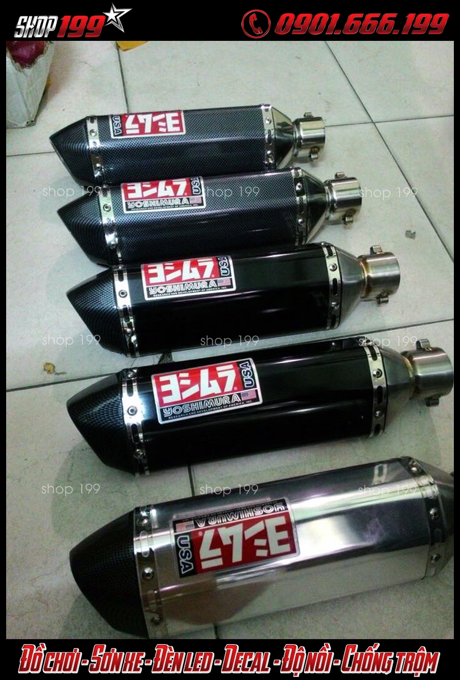 Những cây pô Yoshimura màu đen, bạc, carbon độ đẹp cho xe Honda Vario 150